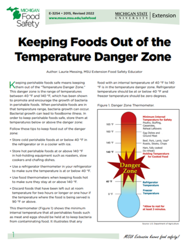The Temperature Danger Zone  Food Safety for People with Weakened Immune  Systems [Part 2 of 9] 
