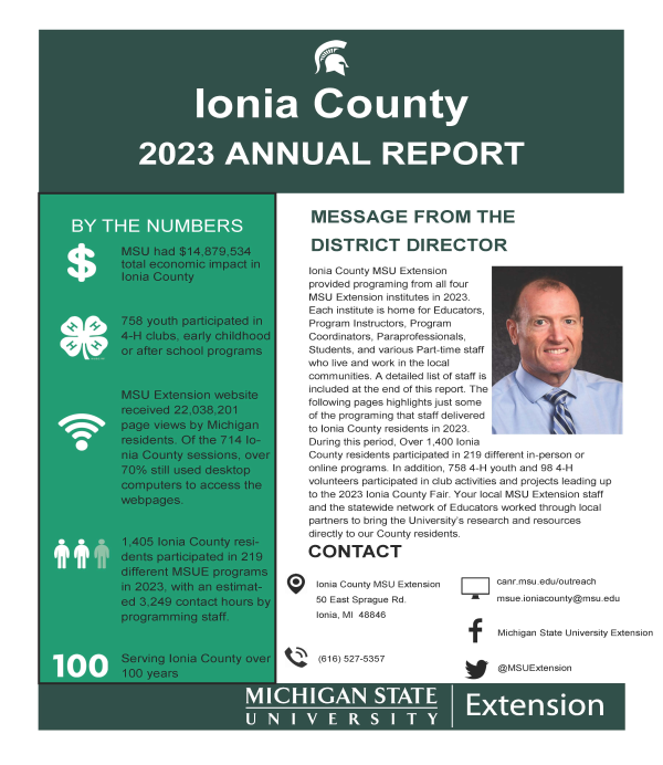 First page of 2023 Ionia County MSU Extension Annual Report