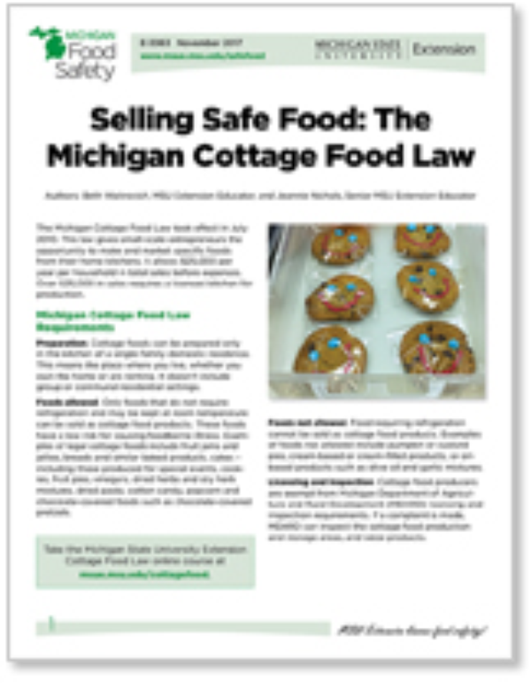 Selling Safe Food The Michigan Cottage Food Law (E3363) MSU Extension
