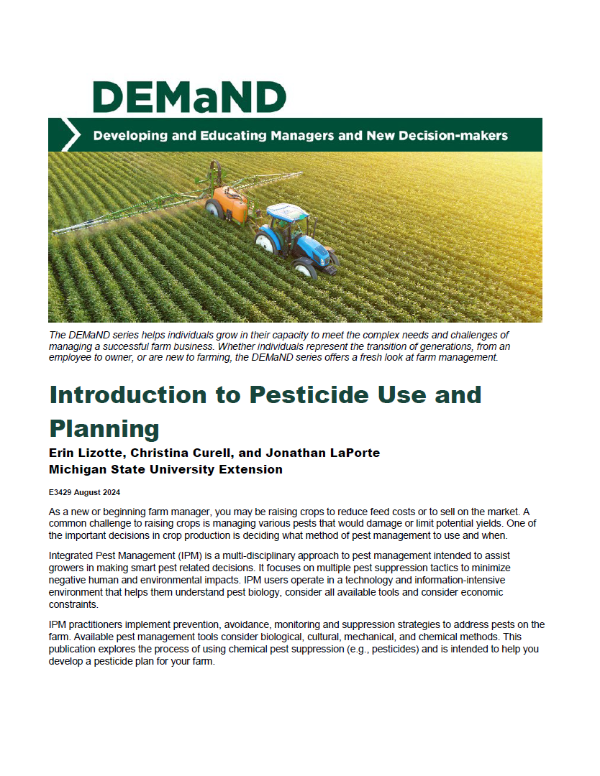 Front page of the Introduction to Pesticide Use & Planning