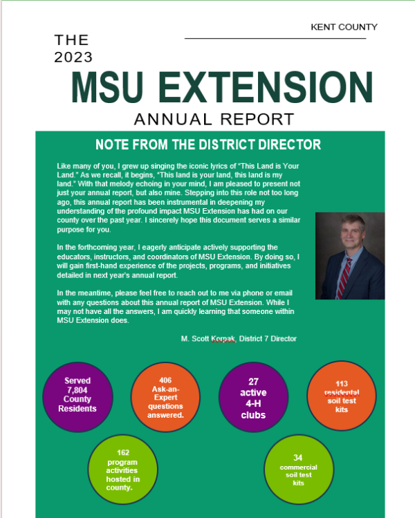Michigan State University Extension continues to serve the residents of Kent County through the educational process that applies knowledge to critical issues, needs and opportunities.