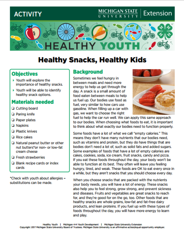 Snacks - Food preparation - Nutrition and health education - Youth and  family