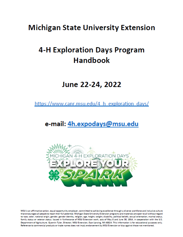 4H Exploration Days Handbook 4H Exploration Days