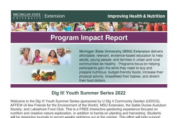 2022 Dig It! Youth Summer Series Impact Report - Nutrition