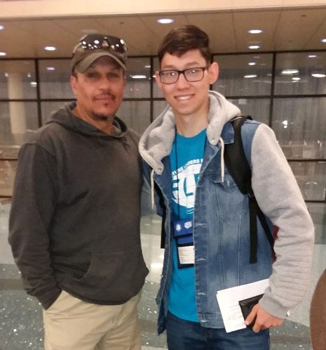 Yusup and host dad saying goodbye at the airport.