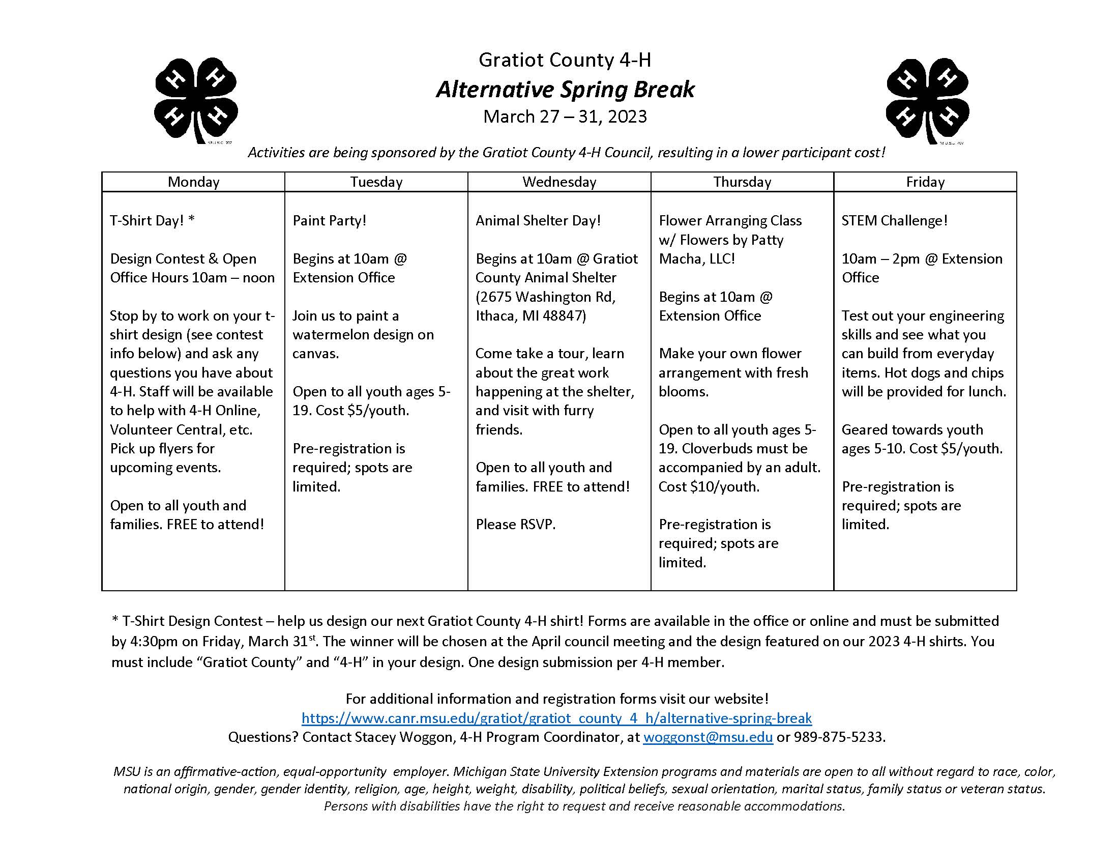 4-H County Council Officer Information - Washington