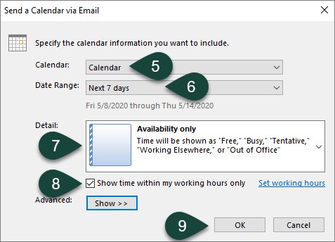 Adding your Calendar Availability to an Email in Outlook ANR